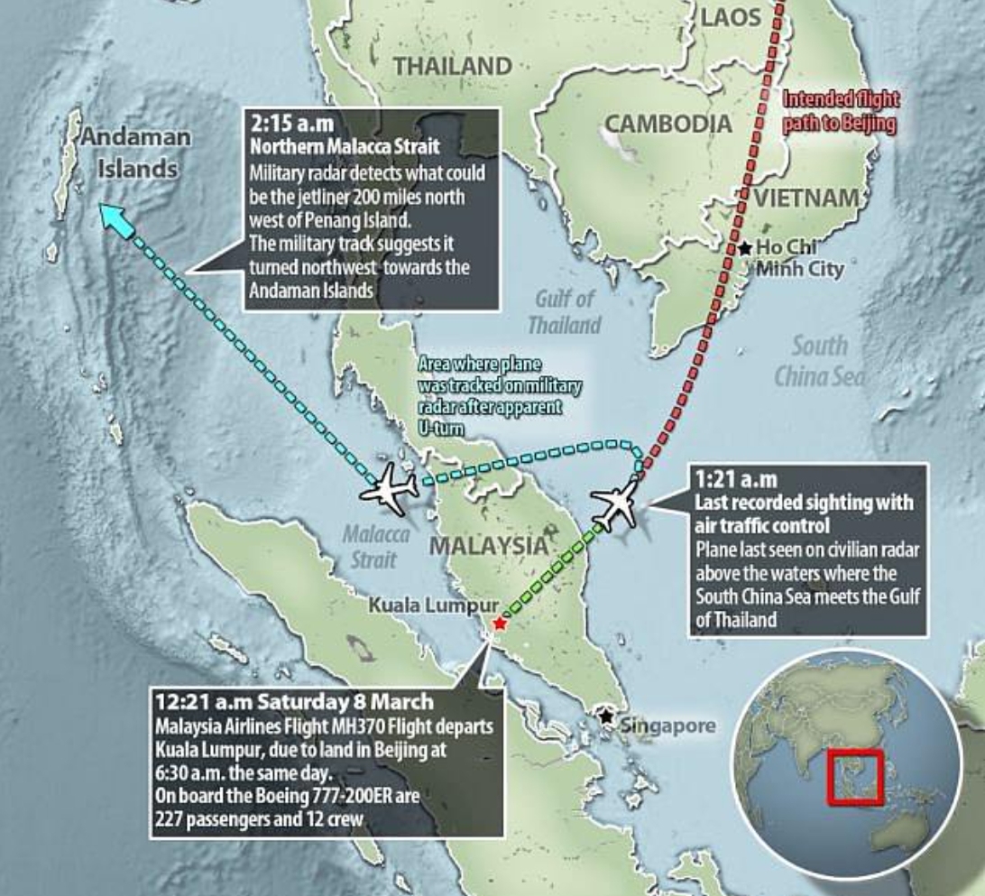 馬航MH370抑郁機(jī)長精心策劃飛行線路 避免留下墜機(jī)線索?